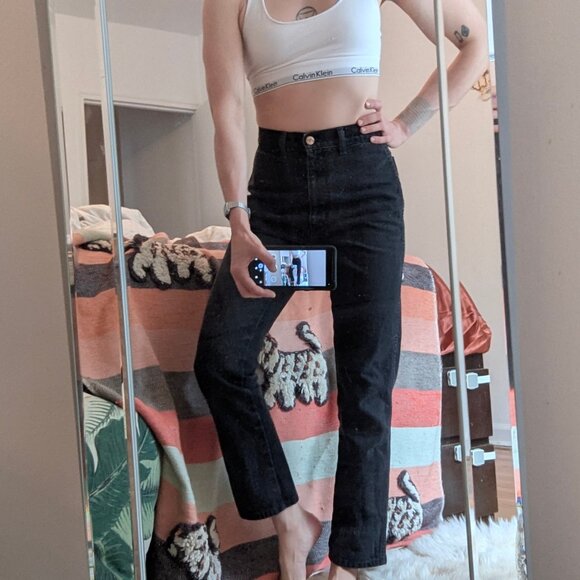 DOEN Black HIGH RISE Stovepipe Cigarette JEANS- NO STRETCH 27 - Picture 2 of 10